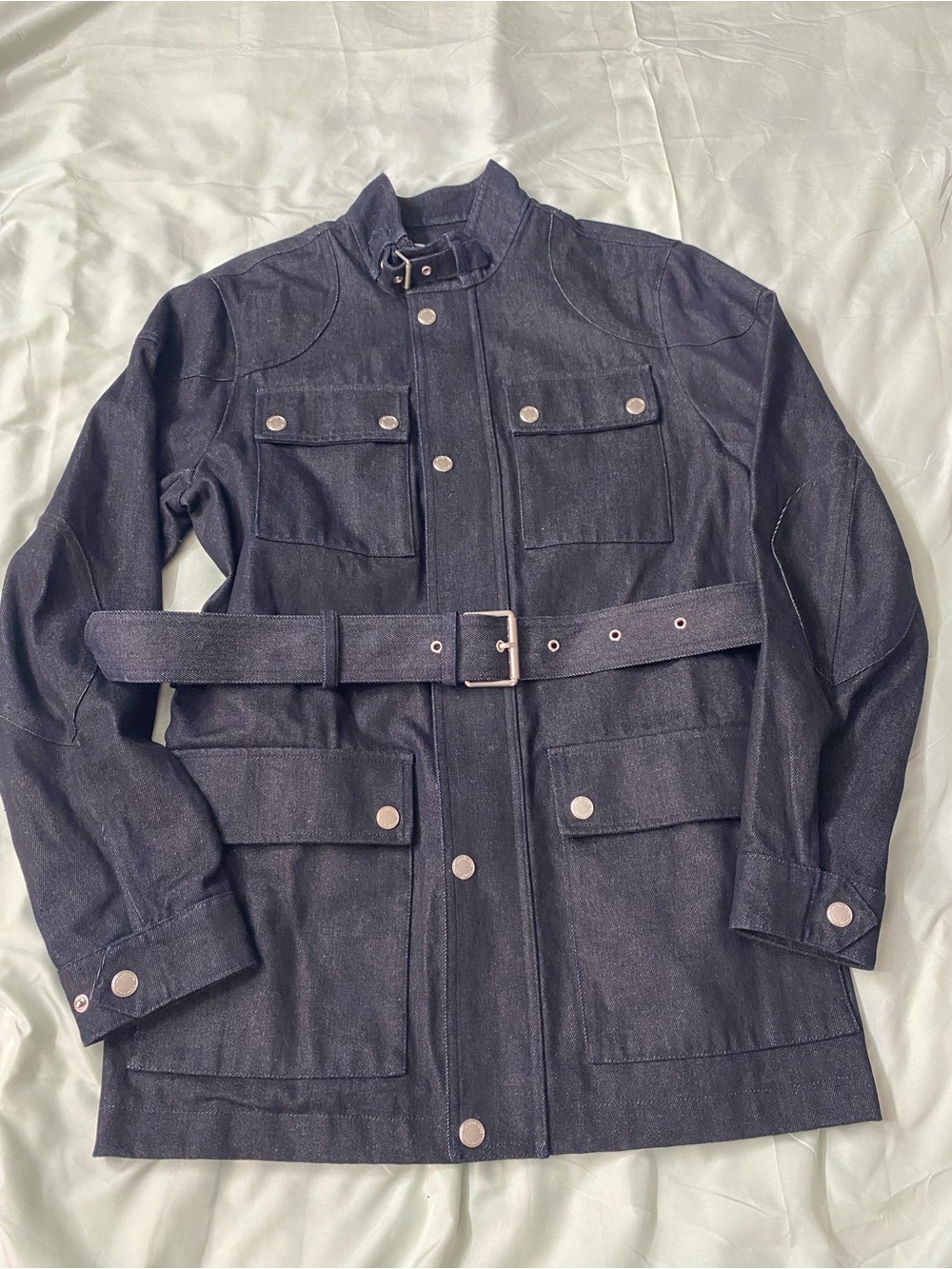 NWT Michael Kors Woman’s Belted Denim Field Jacket Spring 2023 Size Med indigo